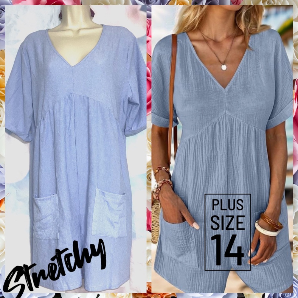 🫐PLUS CURVY Stretchy Romper with pockets retail $37 BRAND NEW